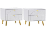 2-Drawer Bedside Table Set of 2 - White T3398P342238