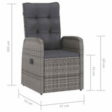 11 Piece Garden Dining Set with Cushions Grey Poly Rattan 3095255