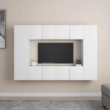 8 Piece TV Cabinet Set White Engineered Wood 3078668