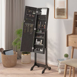 Free-Standing Mirror with LED Black 34x37x146 cm 351767