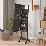 Free-Standing Mirror with LED Black 34x37x146 cm 351767