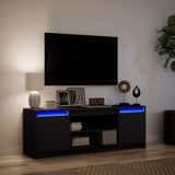 TV Cabinet with LED Black 139.5x34x50 cm Engineered Wood 852195