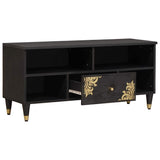 TV Cabinet with Drawer Black 100 x 33 x 46 cm Solid Mango Wood 4018824