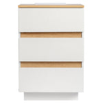 ZNTS Embossed White + Embossed Oak E1 Particleboard 12MM Handle-free 38*32*56cm 3 drawers Bedside table 83308515