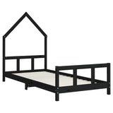 Kids Bed Frame Black 90x190 cm Solid Wood Pine 834563