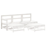 5 Piece Garden Lounge Set White Solid Wood Pine 3186544