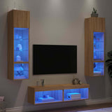 6 Piece TV Wall Units with LED Sonoma Oak Engineered Wood 3216624