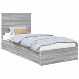 Storage Bed with Drawer Grey Sonoma 90 x 200 cm Engineered Wood 3411248