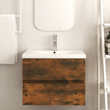 Sink Cabinet Smoked Oak 60x38.5x45 cm Engineered Wood 815648