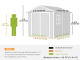 6 x 5ft Garden Shed, Plastic Shed with Floor, Window, Lockable Doors and Vents, Wood Effect Resin T3398P377571