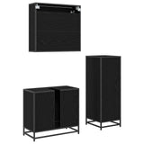 Bathroom Furniture Set 3 pcs Black Oak Engineered Wood 3402434