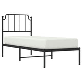 Metal Bed Frame without Mattress with Headboard Black 80x200cm 373878