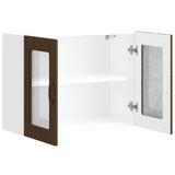 Kitchen Wall Cabinet with Glass Door Kalmar Brown Oak Engineered Wood 853614