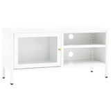 TV Cabinet White 90x30x44 cm Steel and Glass 336056