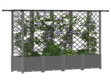 Raised Bed with Trellis and Roof Light Grey 202 x 40 x 136 cm 42032598