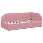 Corner Bed Frame with Headboard Pink 90 x 200 cm Velvet 42016649