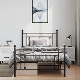 Metal Bed Frame without Mattress with Footboard Black 100x200cm 374352