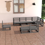 8 Piece Garden Lounge Set Grey Solid Pinewood 3075626