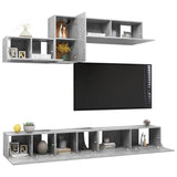 6 Piece TV Cabinet Set Concrete Grey Engineered Wood 3079150