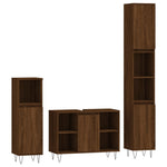 ZNTS 3 Piece Bathroom Furniture Set Brown Oak Engineered Wood 3190306