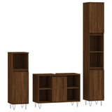 ZNTS 3 Piece Bathroom Furniture Set Brown Oak Engineered Wood 3190306