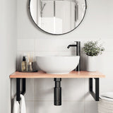 Basin Shelf Wall Mounted Steel and Solid Wood Oak 3302609