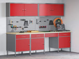 Work Cabinet with Drawer 10 pcs Red Engineered Wood and Steel 3321471