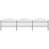 ZNTS Garden Fence with Spear Top Steel x5.1 m Black 277723