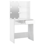 Dressing Table with LED High Gloss White 74.5x40x141 cm 808807