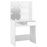 Dressing Table with LED High Gloss White 74.5x40x141 cm 808807