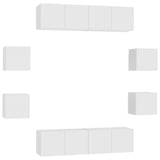 8 Piece TV Cabinet Set White Engineered Wood 3074457