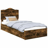 Storage Bed with Drawer Smoked Oak 100 x 200 cm Engineered Wood 3413538