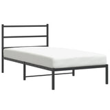 Metal Bed Frame without Mattress with Headboard Black 107x203cm 355361