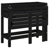 Garden Planter with Folding Tabletop Black Solid Wood Pine 825125