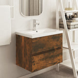 Sink Cabinet Smoked Oak 60x38.5x45 cm Engineered Wood 815648