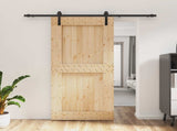 Sliding Door Natural and Black 95 x 210 cm Solid Pine Wood 3444921