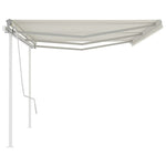 ZNTS Manual Retractable Awning with Posts 6x3.5 m Cream 3070077