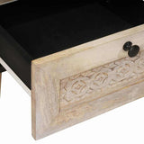 Bedside Cabinet Beige 40 x 33 x 46 cm Solid Acacia wood 4018114