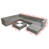 Patio Furniture Grey Powder-coated steel frame 8 Piece Set 42746