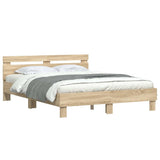 Bed Frame with LED Sonoma 152 x 203 cm Engineered Wood 3402849
