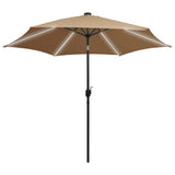 Garden Parasol with LED Lights and Aluminium Pole 300 cm Taupe 47363