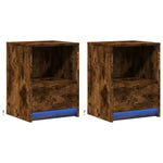 ZNTS Bedside Cabinets with LED Lights 2 pcs Smoked Oak Engineered Wood 852028