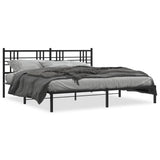 Metal Bed Frame without Mattress with Headboard Black 200x200cm 376331