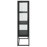 Highboard Black 80x35x135 cm Steel and Tempered Glass 335883