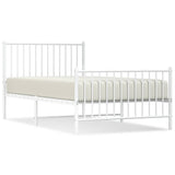Metal Bed Frame without Mattress with Footboard White 100x190cm 350943