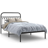 Metal Bed Frame without Mattress with Headboard Black 107x203cm 376596