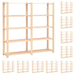 5-Tier Storage Racks 10 pcs 170x38x170 cm Solid Pinewood 500 kg 3051112