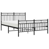 Metal Bed Frame without Mattress with Footboard Black 135x190cm 373708