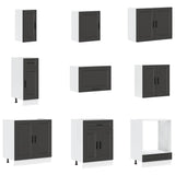 14 Piece Kitchen Cabinet Set "Porto" Black Engineered Wood 3314992