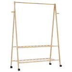 ZNTS Clothes Rack with Shelves and Wheels 132x45.5x155.5 cm Bamboo 4008911